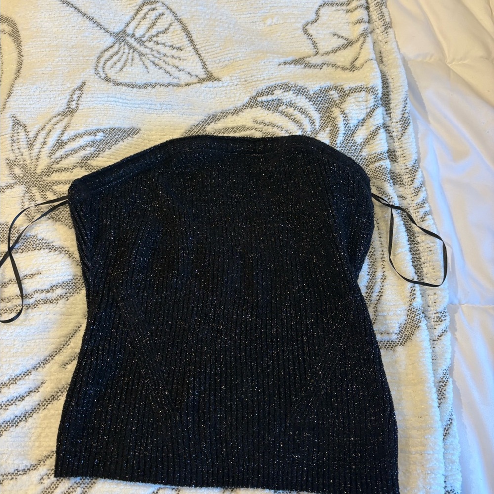 Pacsun Black Glitter Strapless Top